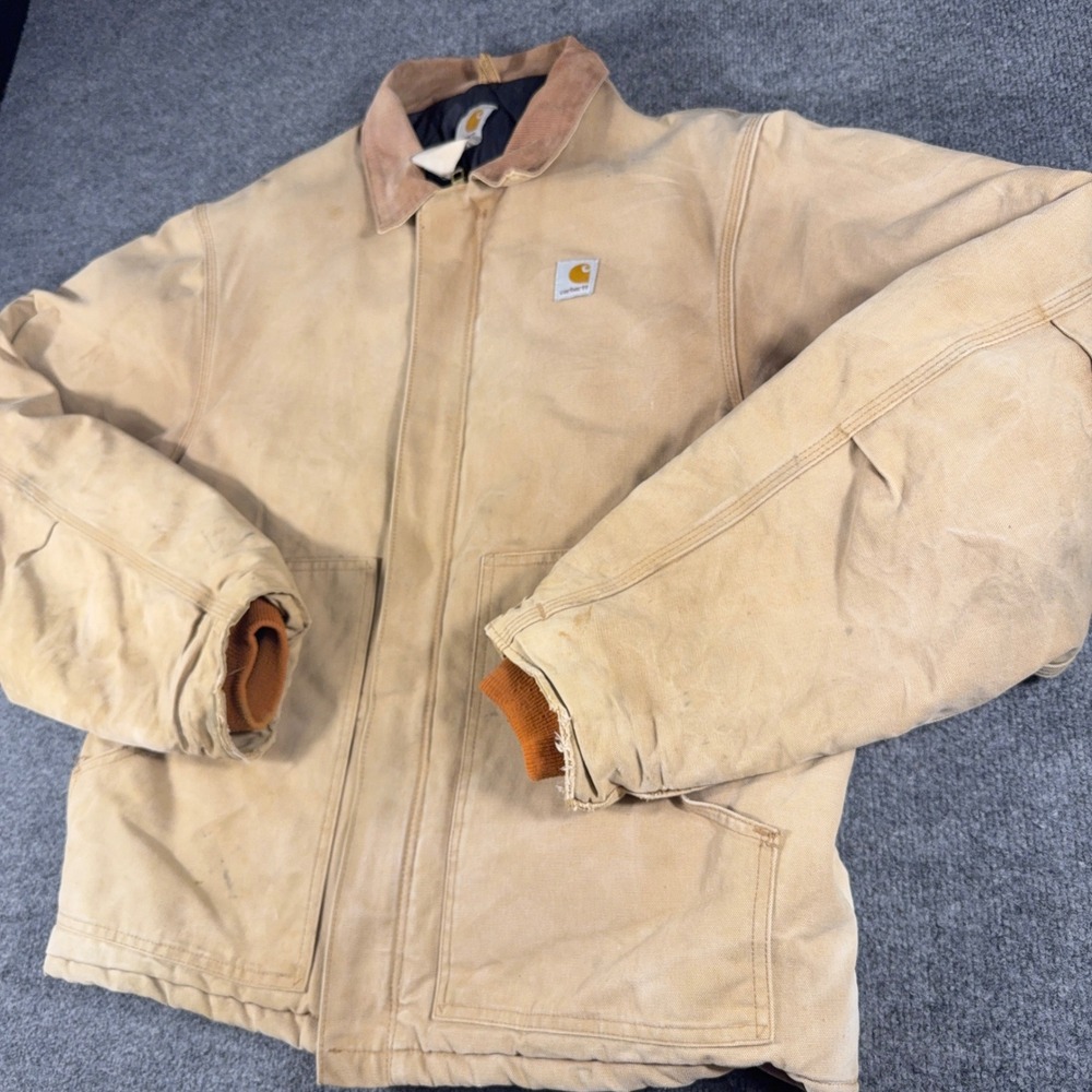 Vintage 90s Carhartt J02 Arctic Jacket Quilt Lined Union Made Detroit Large - Picture 4 of 16